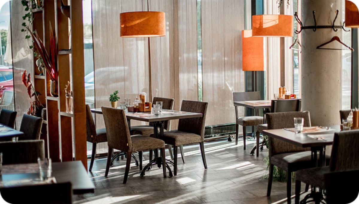 Warm restaurant interior